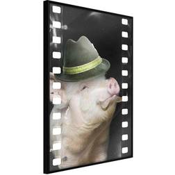 Arkiio Affisch Pig with Mustache [Poster] 40x60 Poster